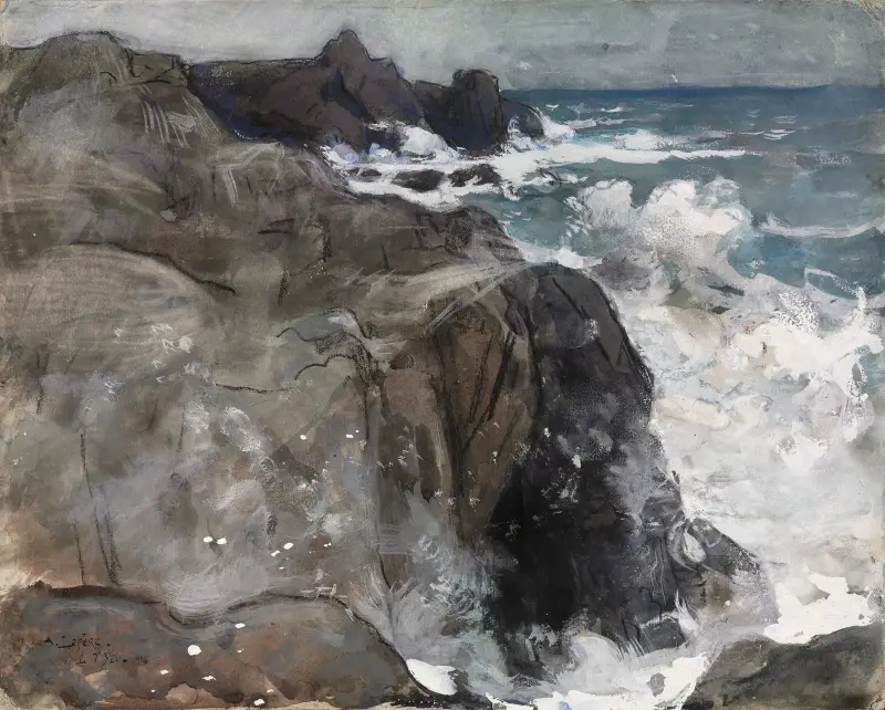 Storm på ön Yeu av Auguste Louis Lepère