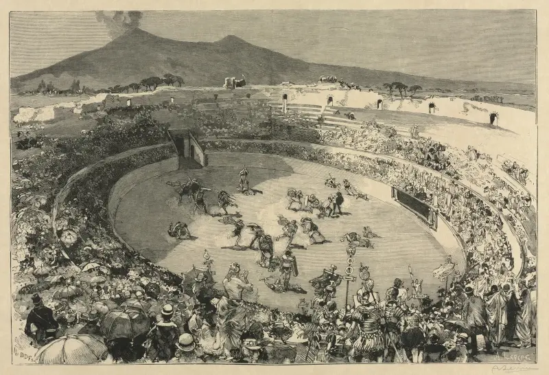 Pompejis fest, gladiatorernas cirkus av Auguste Louis Lepère