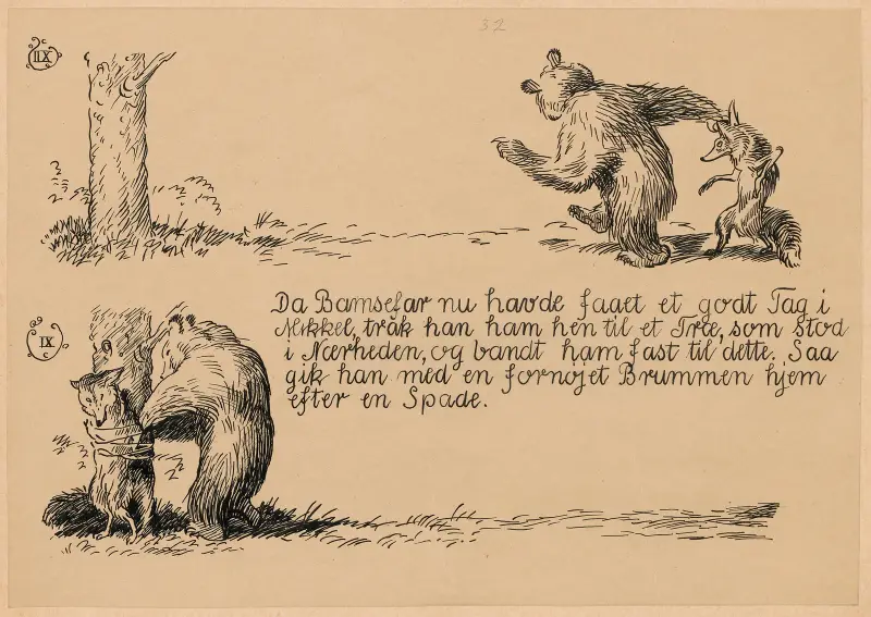 Bamsefar og Mikkel Ræv Pl.07 von Louis Moe