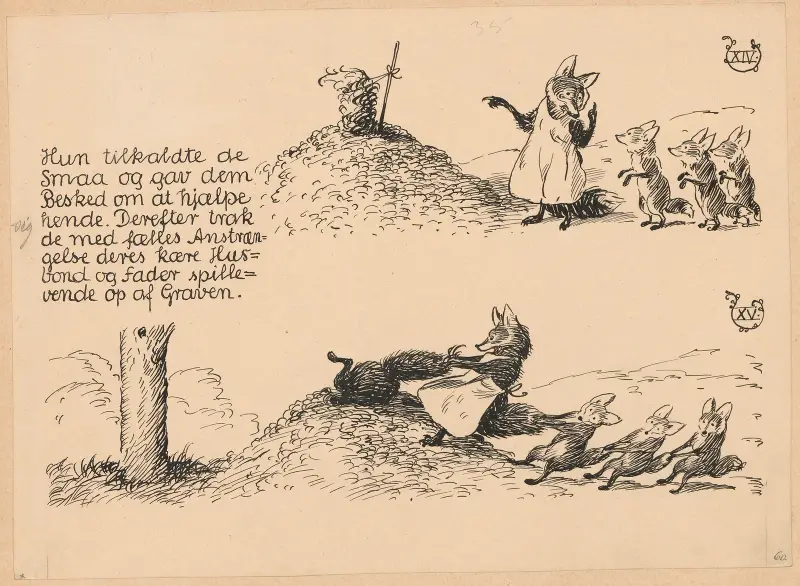 Bamsefar og Mikkel Ræv Pl.10 av Louis Moe