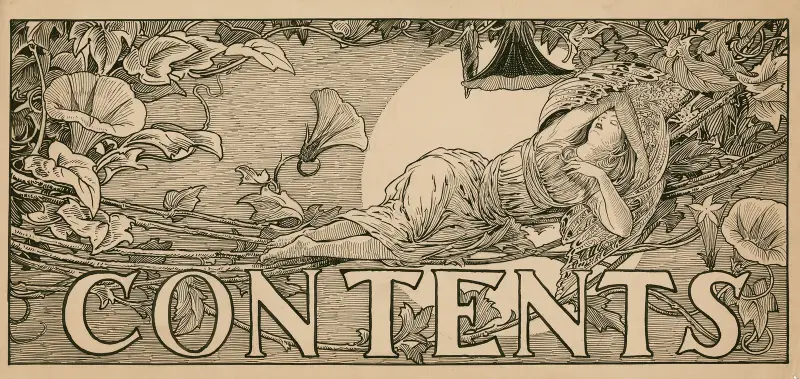 Masthead illustrations for Lamb’s Tales from Shakespeare – Contents av Louis Rhead