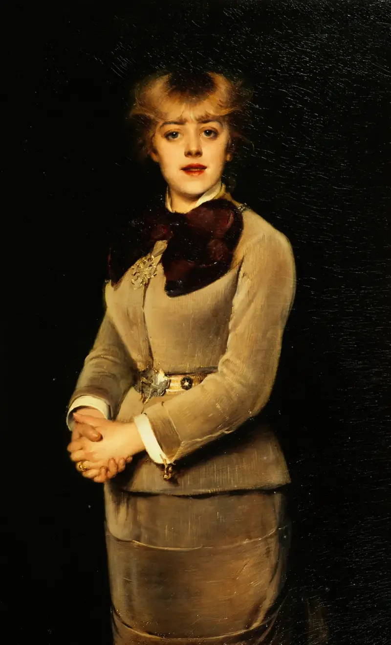 Porträtt av Jeanne Samary (1857–1890), medlem av Comédie-Française av Louise Abbéma