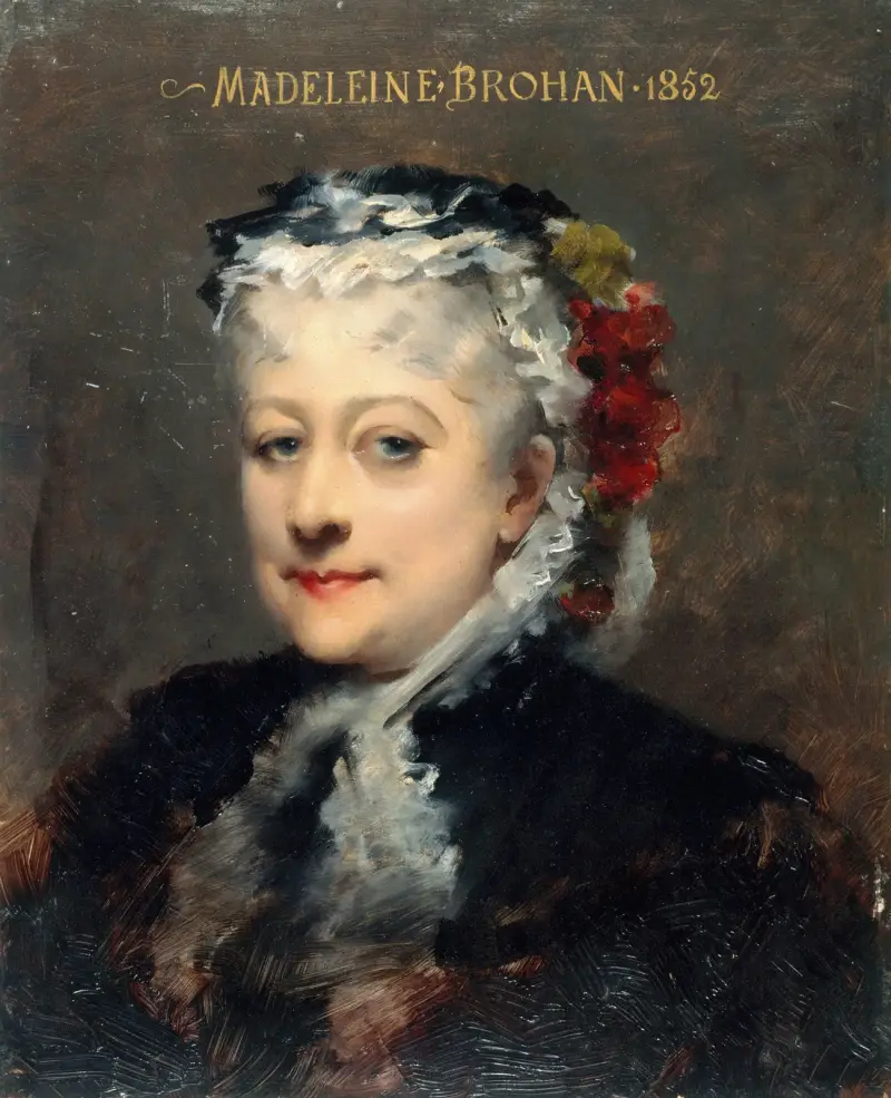 Porträtt av Madeleine Brohant (1833–1900), societär vid Comédie-Française av Louise Abbéma