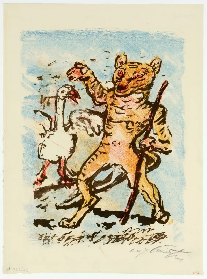 Der Kater Hinze und eine singende Gans von Lovis Corinth
