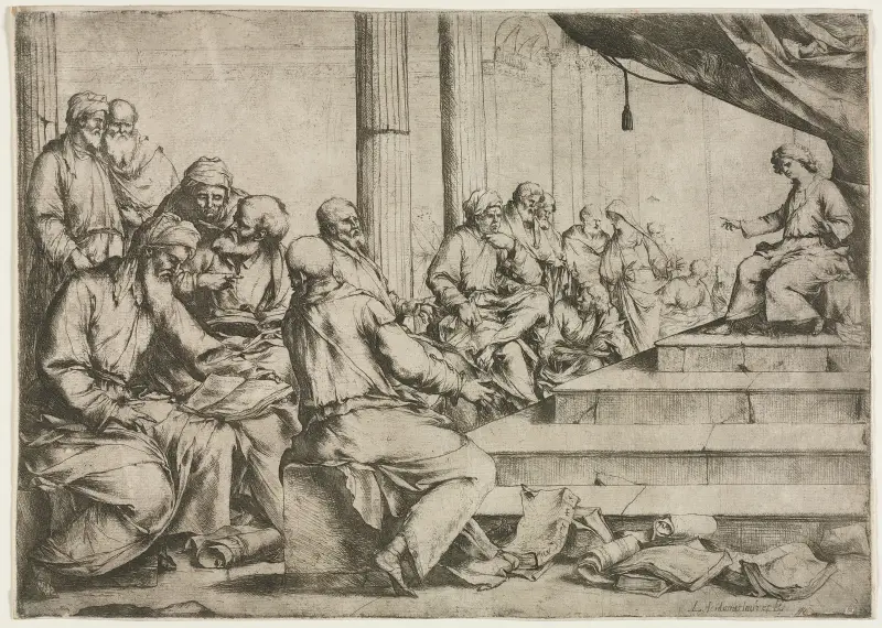 Den unge Kristus undervisar i templet av Luca Giordano