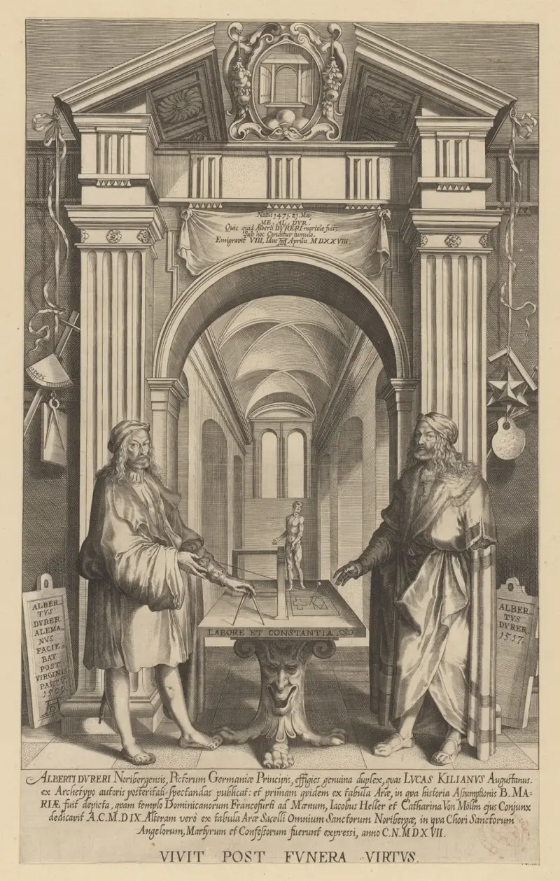 Dubbelporträtt av Albrecht Dürer i en berömdhetssal av Lucas Kilian