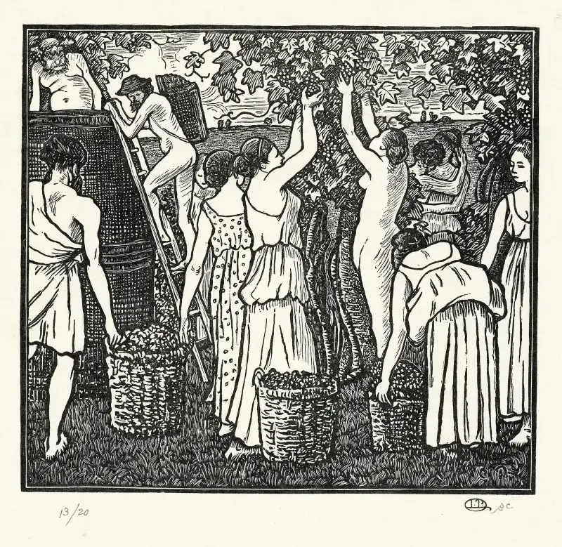 De wijnoogst av Lucien Pissarro