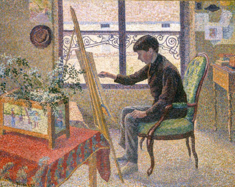 Ateljéinteriör av Lucien Pissarro