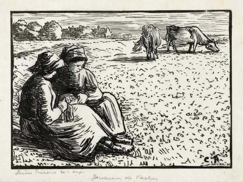 Zwei Viehhirtinnen von Lucien Pissarro