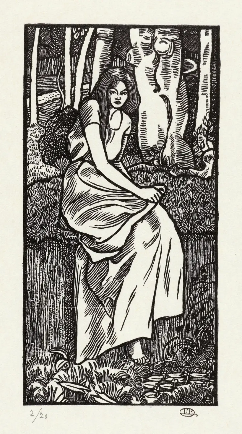 Kvinna i en skog av Lucien Pissarro