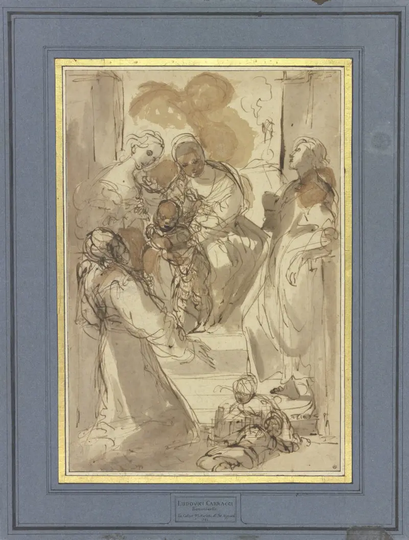 Madonna mit Kind und den Heiligen Katharina, Johannes Evangelist und Franziskus von Ludovico Carracci