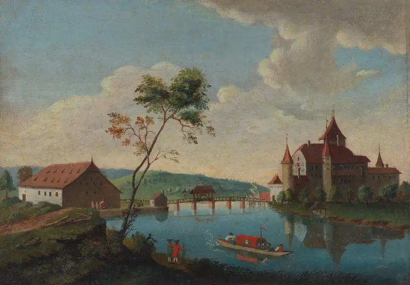Schloss Nydau, Kanton Bern von Johann Ludwig Aberli