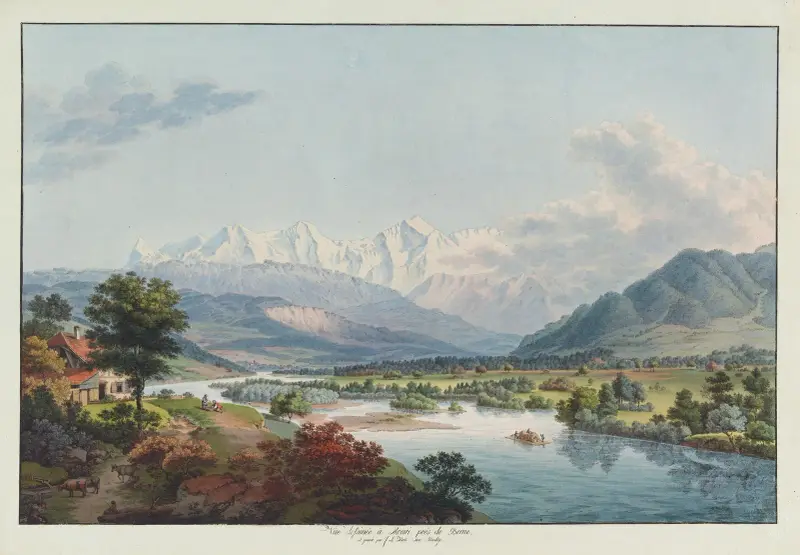 Ansicht von Mouri bei Bern von Johann Ludwig Aberli