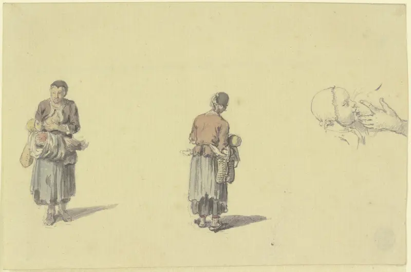 Dwa widoki kobiety karmiącej piersią, Johann Ludwig Aberli
