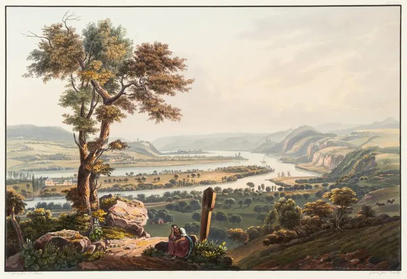 Vy från Karthaus mot slottet Stolzenfels av Johann Ludwig Bleuler