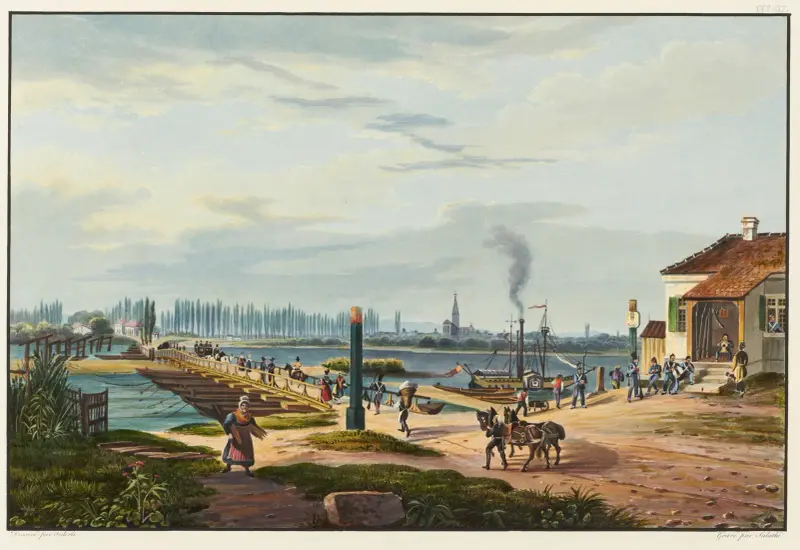 Vy över staden Strasbourg tagen från Kehl av Johann Ludwig Bleuler
