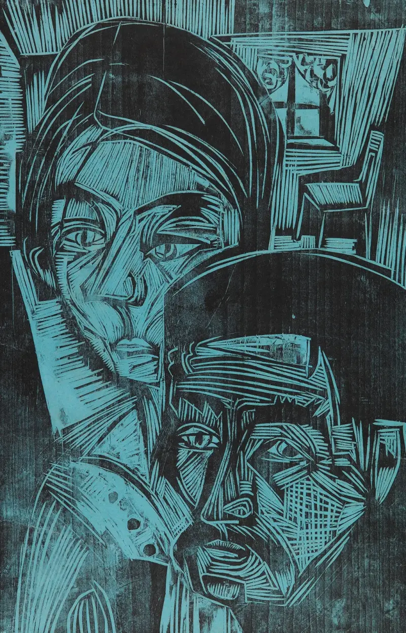Bondpar i stugan (Andres och Annamargret Müller) av Ernst Ludwig Kirchner