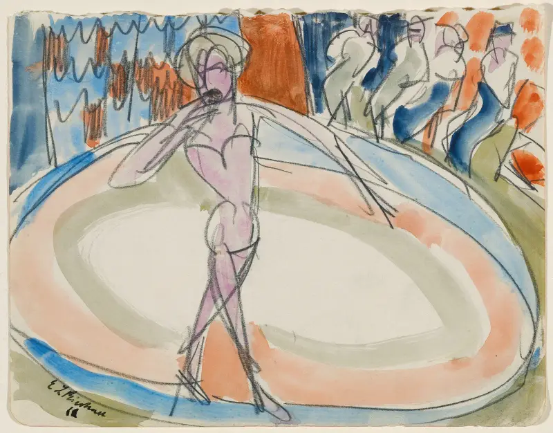 Dansande kvinna på kabarén av Ernst Ludwig Kirchner