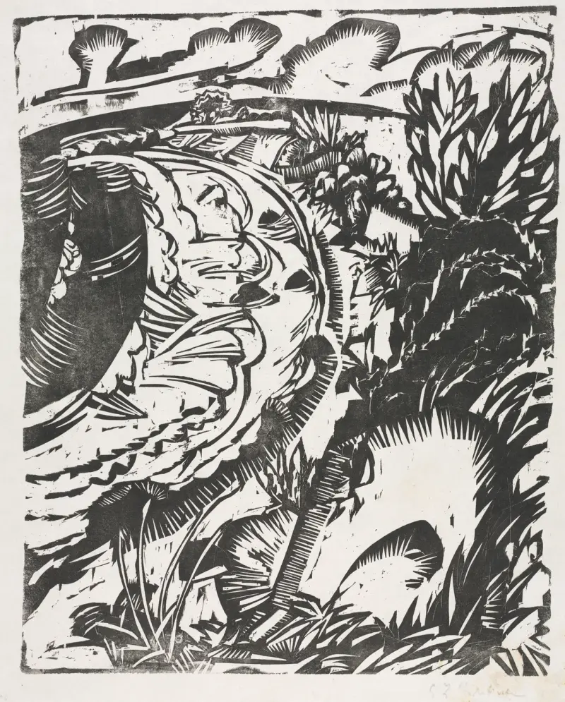 Dünenlandschaft mit geschwungener Bucht von Ernst Ludwig Kirchner