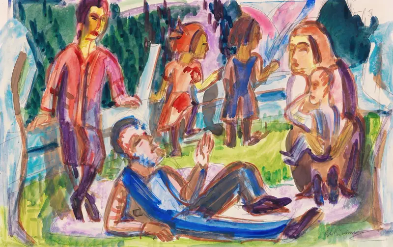 Familj på ängen av Ernst Ludwig Kirchner