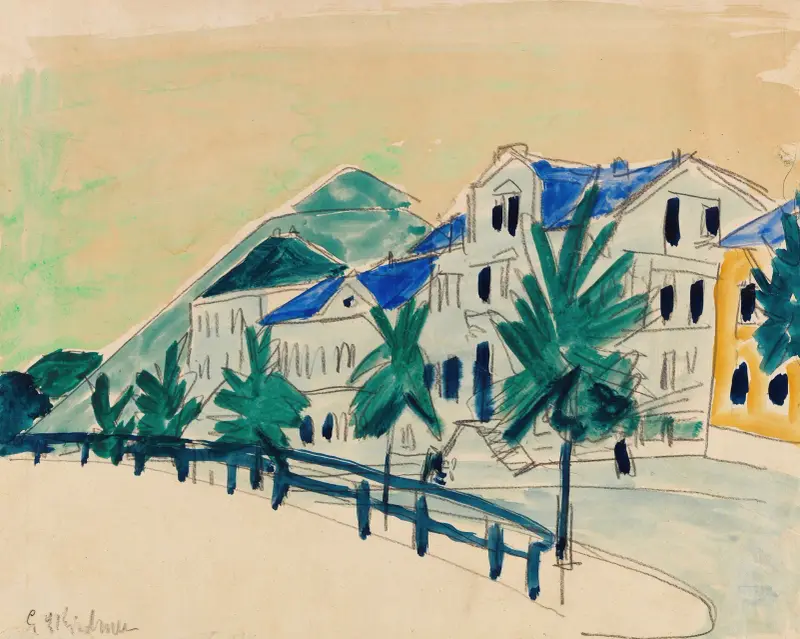 Häuser mit Allee von Ernst Ludwig Kirchner