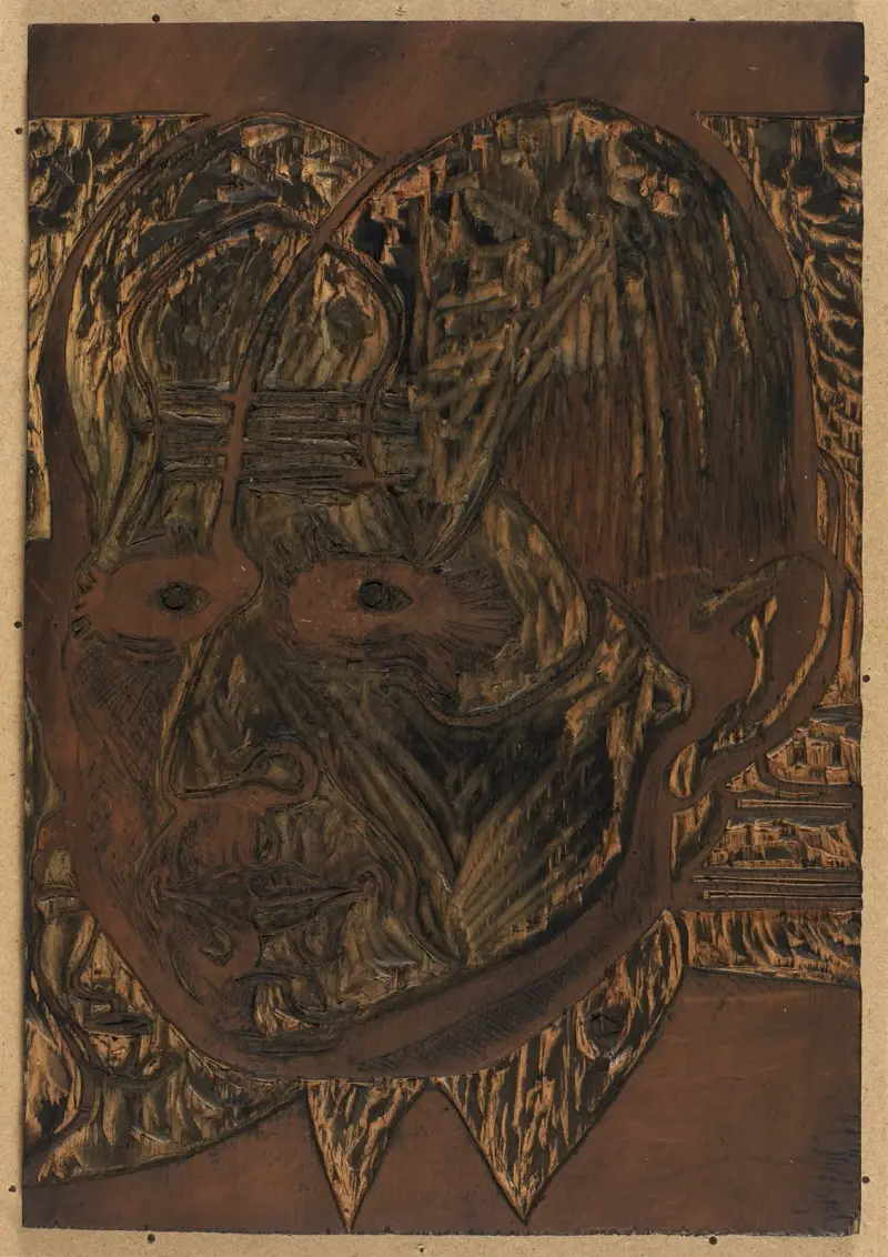 Huvud, Dr Bauer, teckningsstock av Ernst Ludwig Kirchner