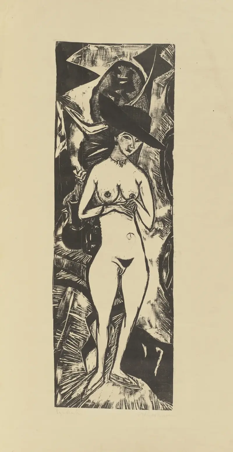 Nude Wearing a Black Hat av Ernst Ludwig Kirchner