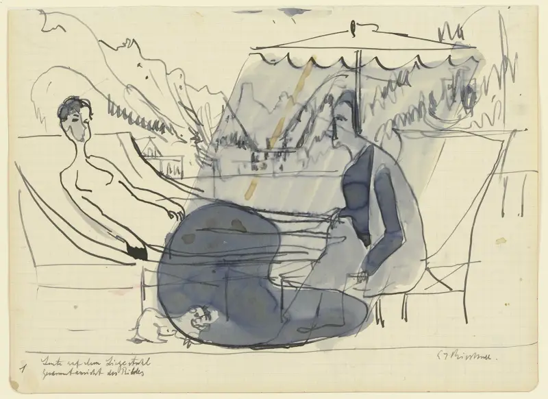 Menschen auf dem Liegestuhl, 1935 – Nr. 2 von Ernst Ludwig Kirchner