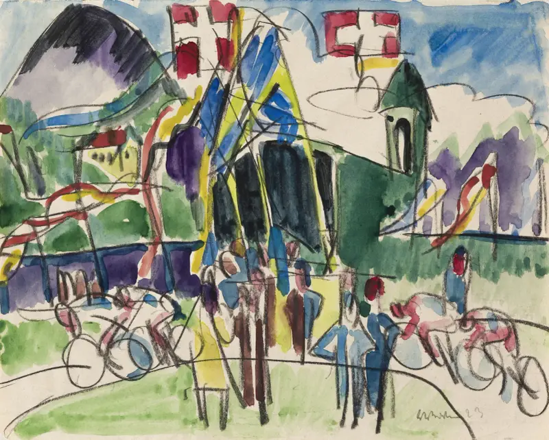 Radrennen, 1923 av Ernst Ludwig Kirchner