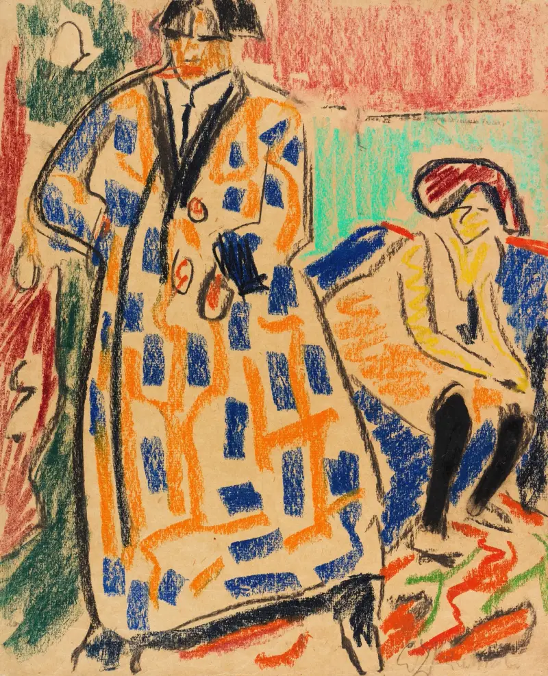Selbstbildnis mit Modell av Ernst Ludwig Kirchner