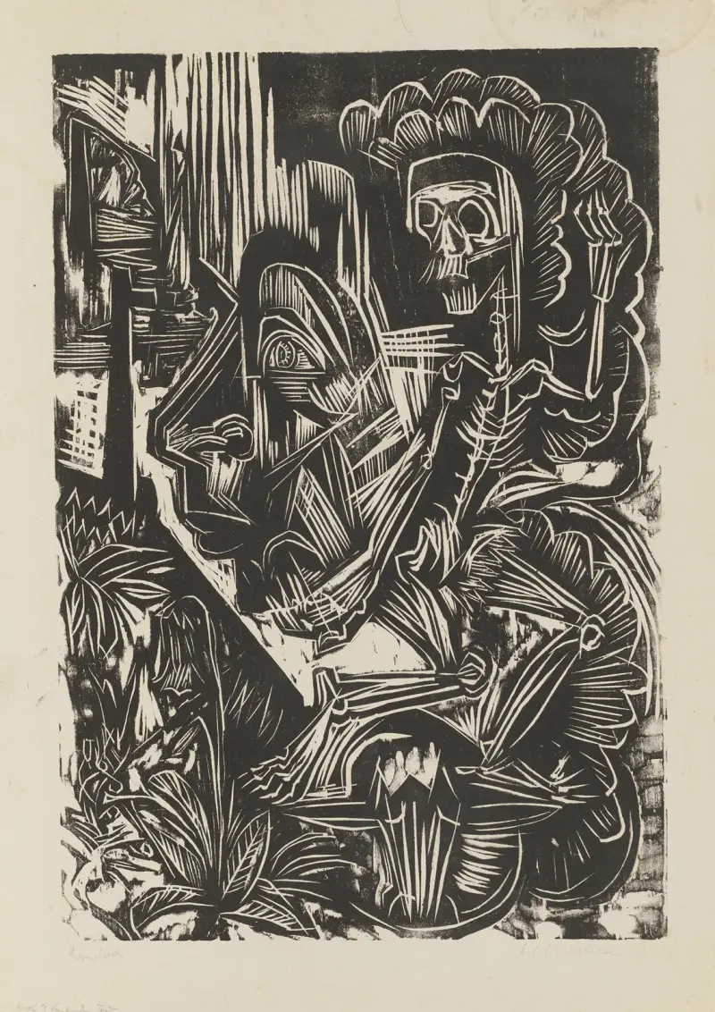 Self-Portrait with Dancing Death av Ernst Ludwig Kirchner