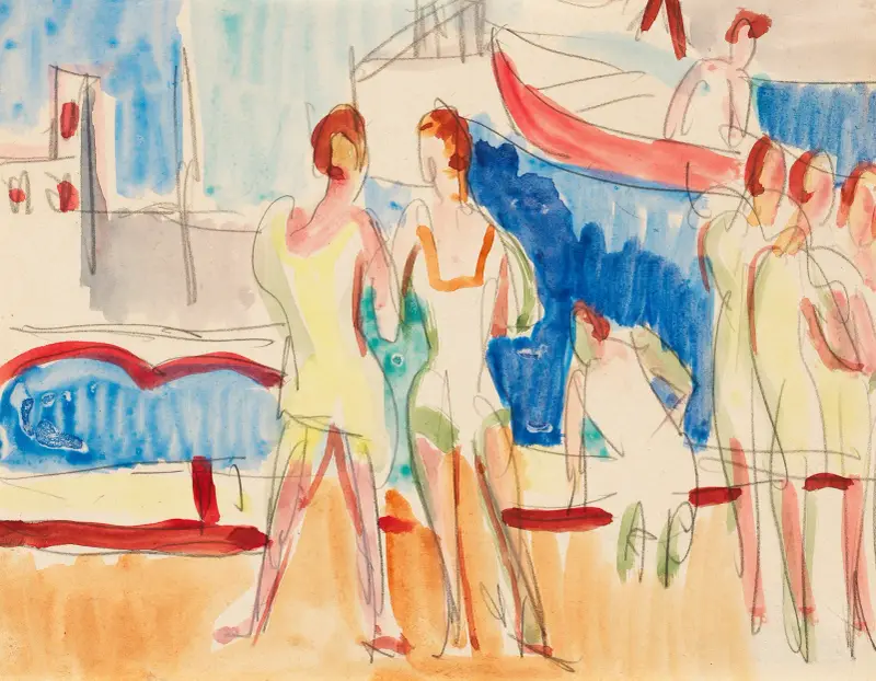 Sportler im Segelhafen av Ernst Ludwig Kirchner