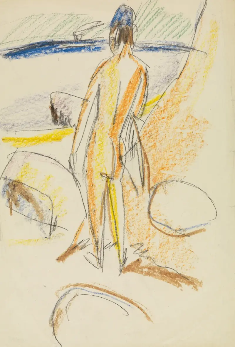 Stehender Rückenakt ‘An den Steinen’ (Fehmarn) von Ernst Ludwig Kirchner