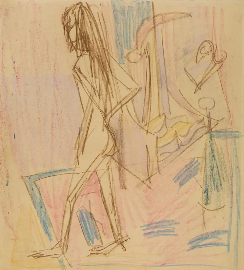 Stojący akt kobiecy na dywanie, Ernst Ludwig Kirchner