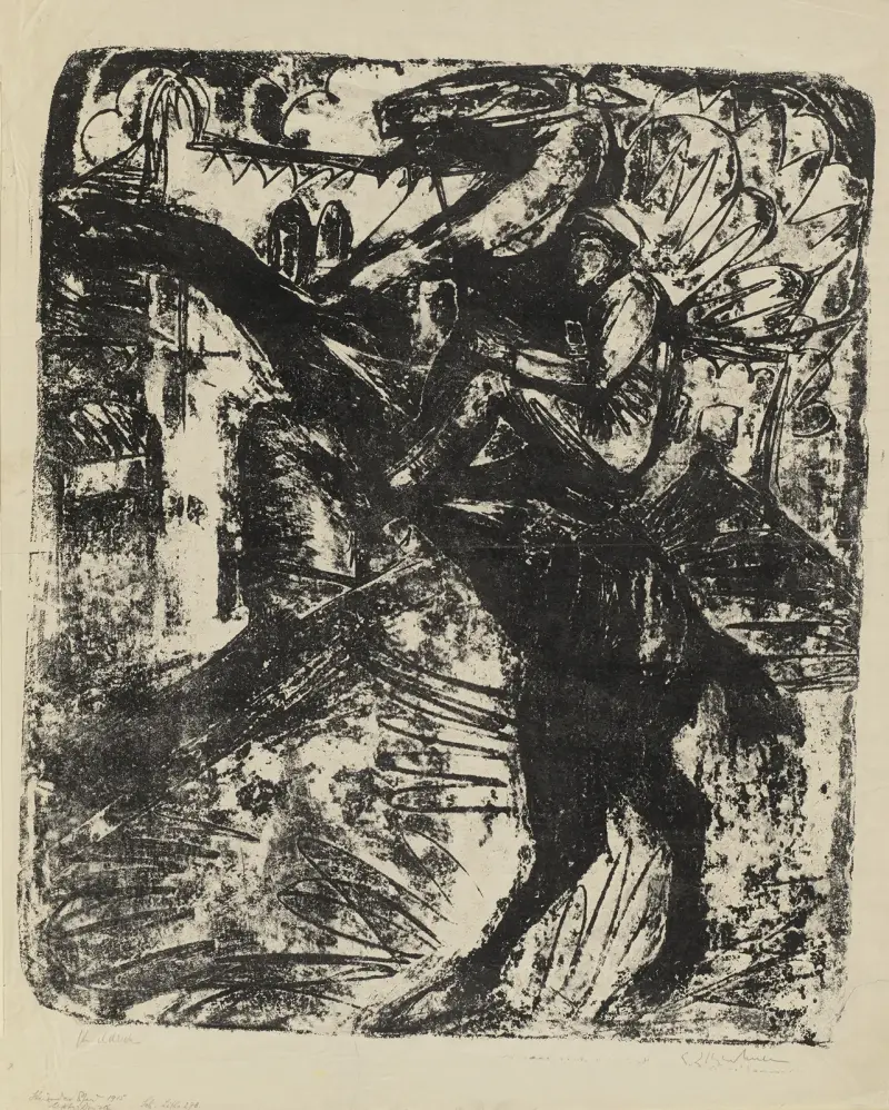 Vzpínající se kůň s jezdcem, Ernst Ludwig Kirchner