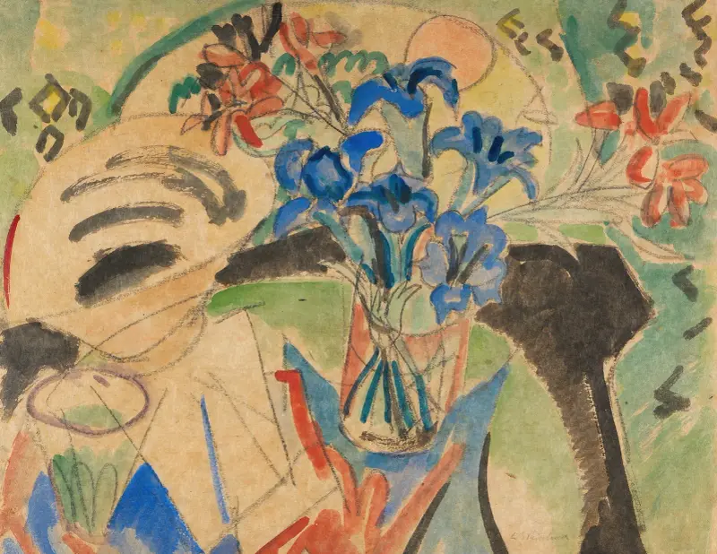 Stilleben mit Enzian und Türkenbund von Ernst Ludwig Kirchner