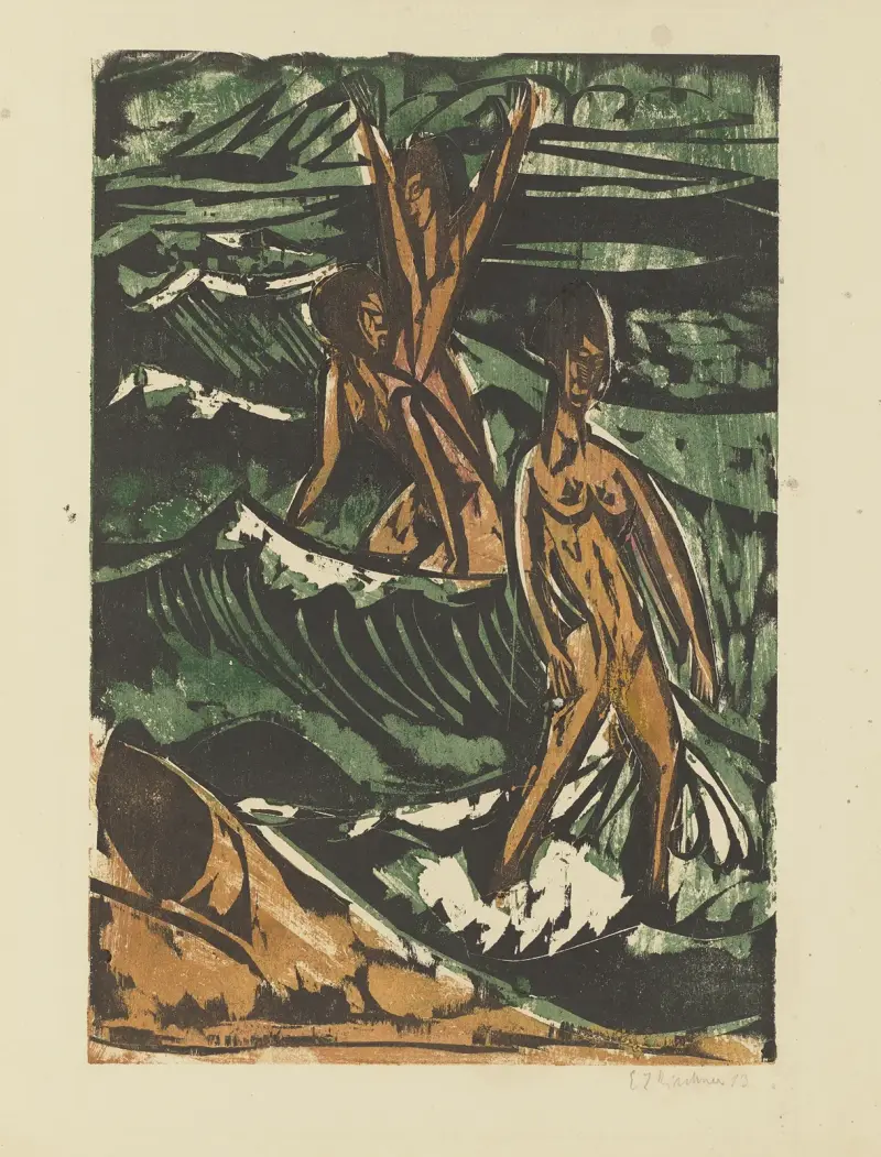 Trzy kąpiące się w falach, Ernst Ludwig Kirchner