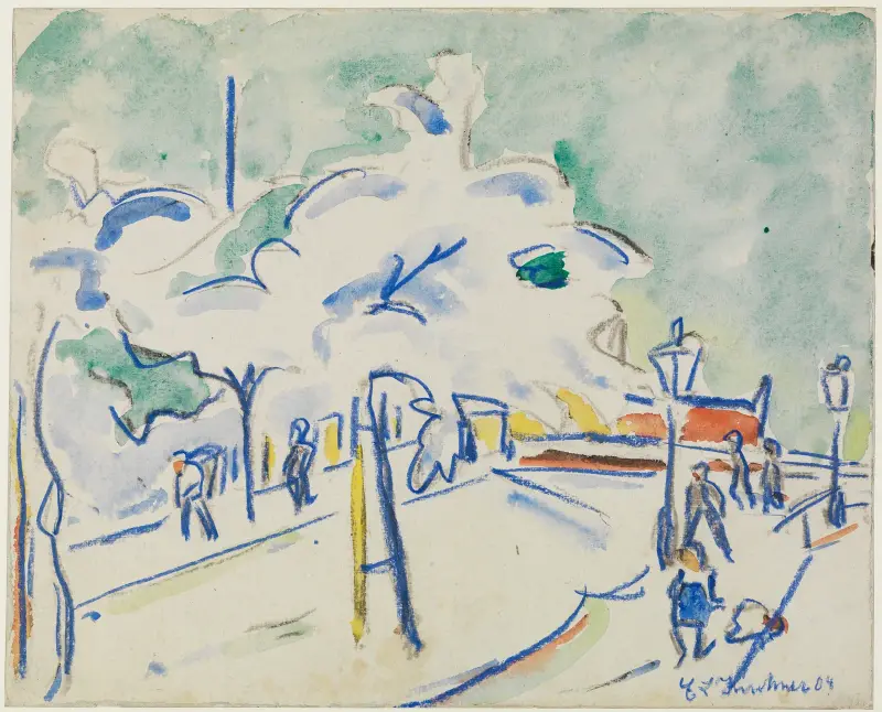 Uferstrom mit Bäumen (Dresden) av Ernst Ludwig Kirchner