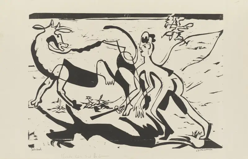 Wilde Kuh und Hirt av Ernst Ludwig Kirchner