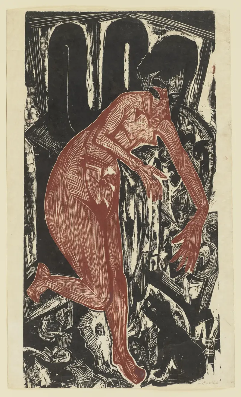 Woman Bathing by the Oven av Ernst Ludwig Kirchner