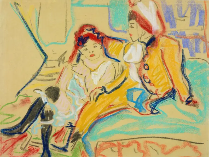 Zwei Mädchen auf einem Divan von Ernst Ludwig Kirchner