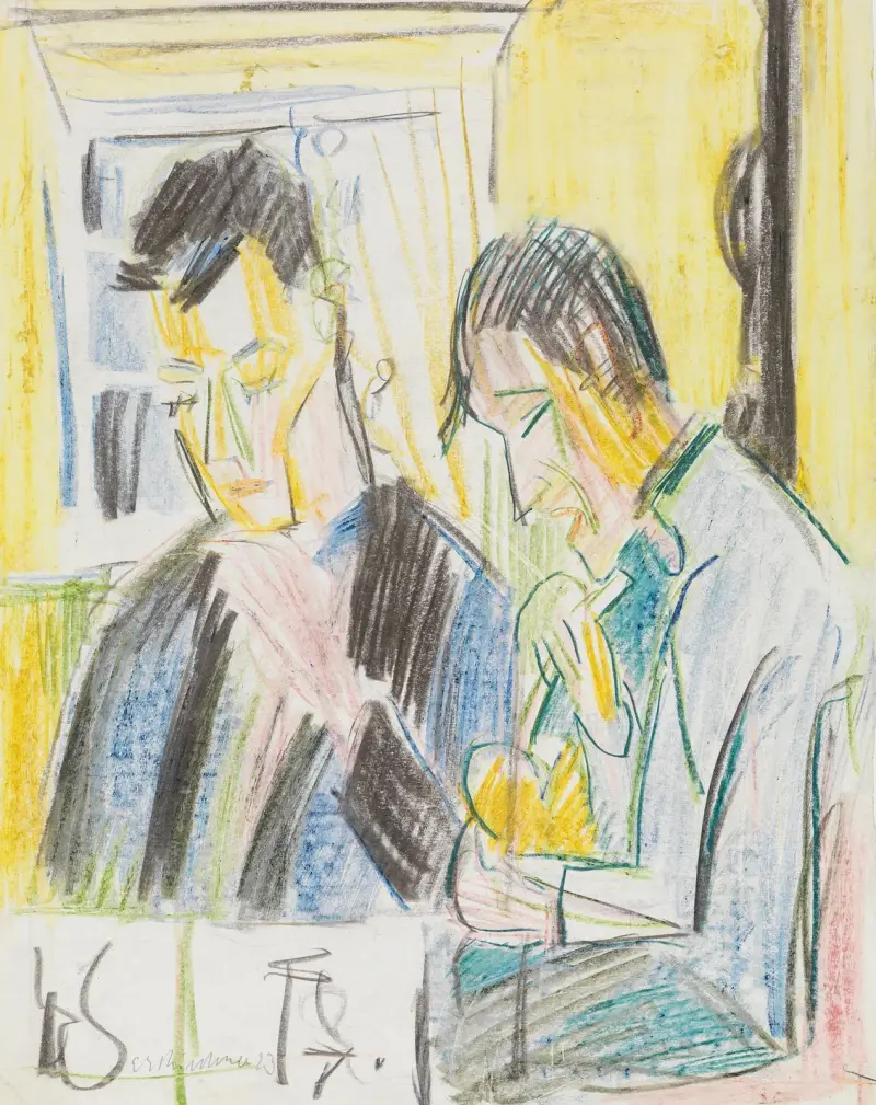 Zwei Männer am Tisch von Ernst Ludwig Kirchner