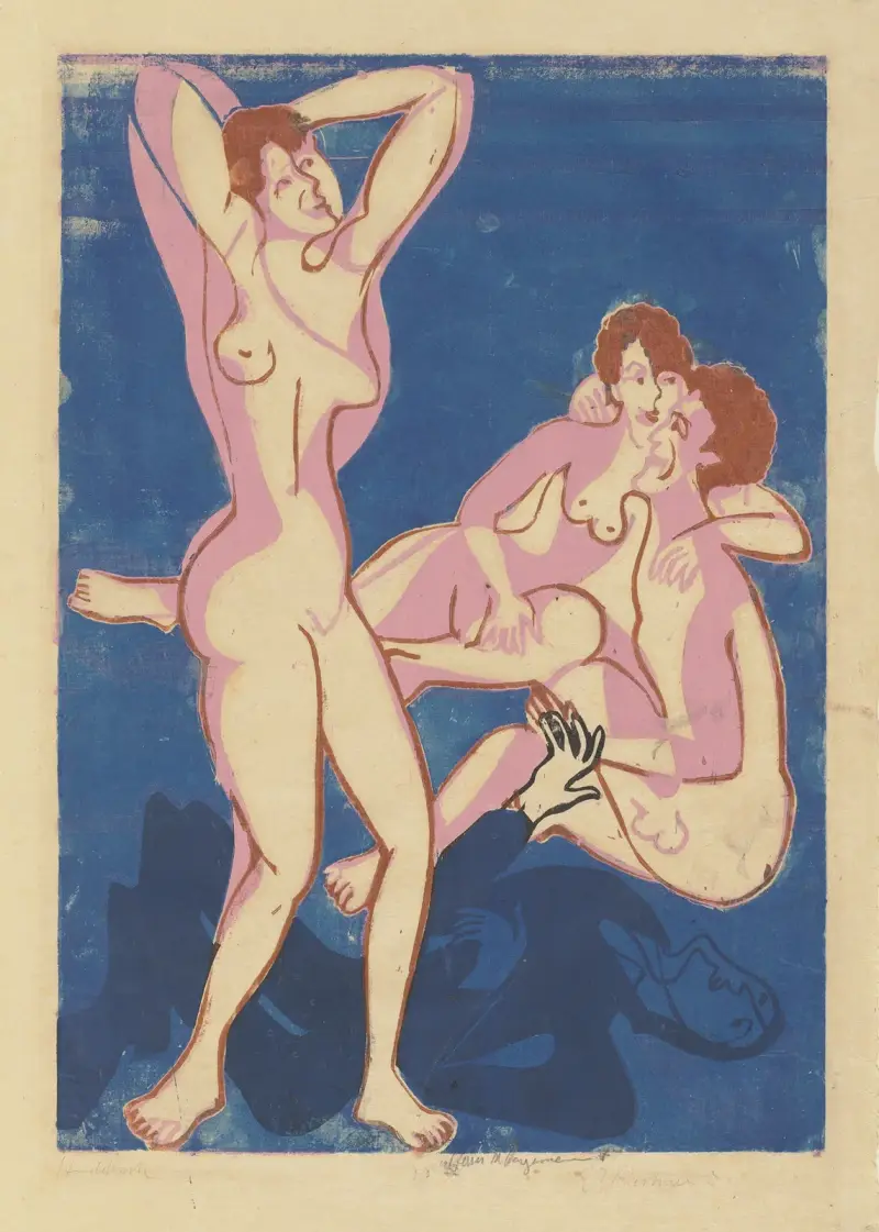 Två män och en kvinna av Ernst Ludwig Kirchner