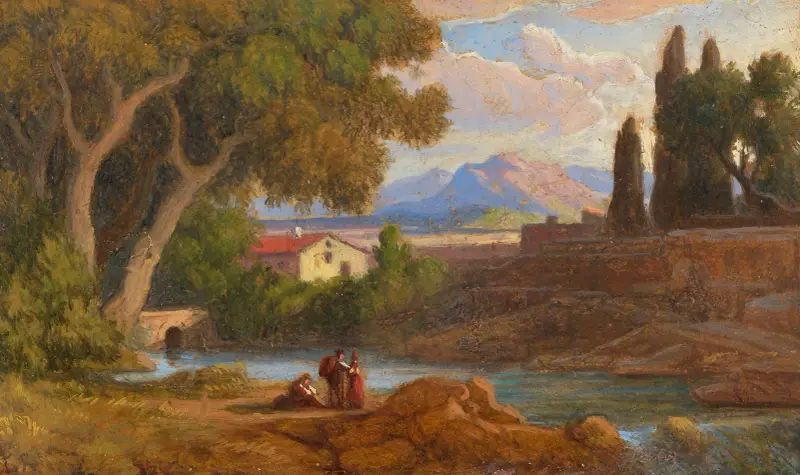 Landskap vid Sabinerbergen (Rocca di Mezzo) av Adrian Ludwig Richter