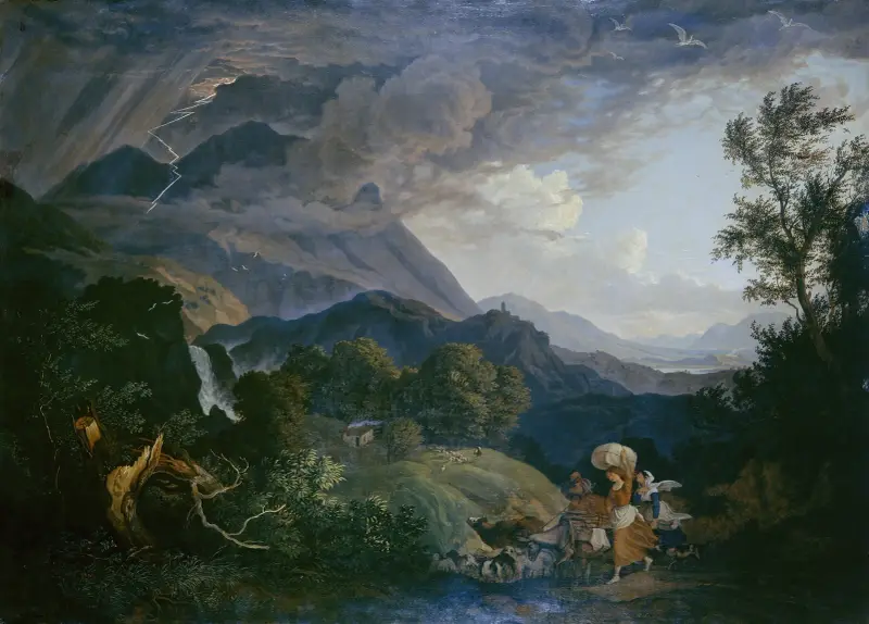 Åskväder över Monte Scalambra nära Olevano i Sabinerbergen av Adrian Ludwig Richter