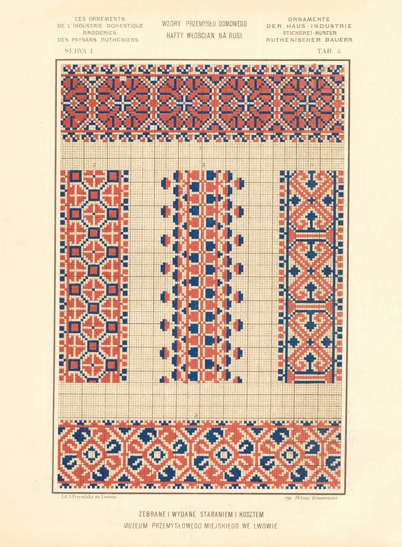 Hemslöjdens ornament – Ruteniska bönders broderier, vol. 2, plansch 5 av Ludwik Wierzbicki