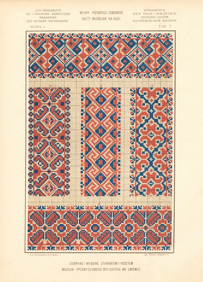 Hemslöjdens ornament – Ruteniska bönders broderier, vol. 2, plansch 7 av Ludwik Wierzbicki