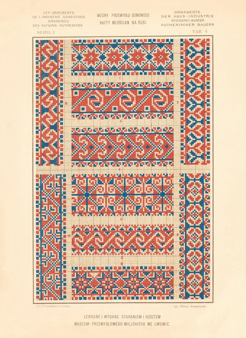 Die Ornamente der häuslichen Industrie – Stickereien der ruthenischen Bauern Bd. 2 Taf. 4 von Ludwik Wierzbicki