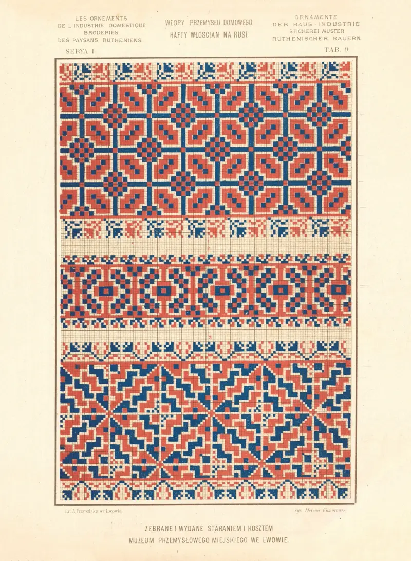 Hemslöjdens ornament – Ruteniska bönders broderier, vol. 2, plansch 9 av Ludwik Wierzbicki