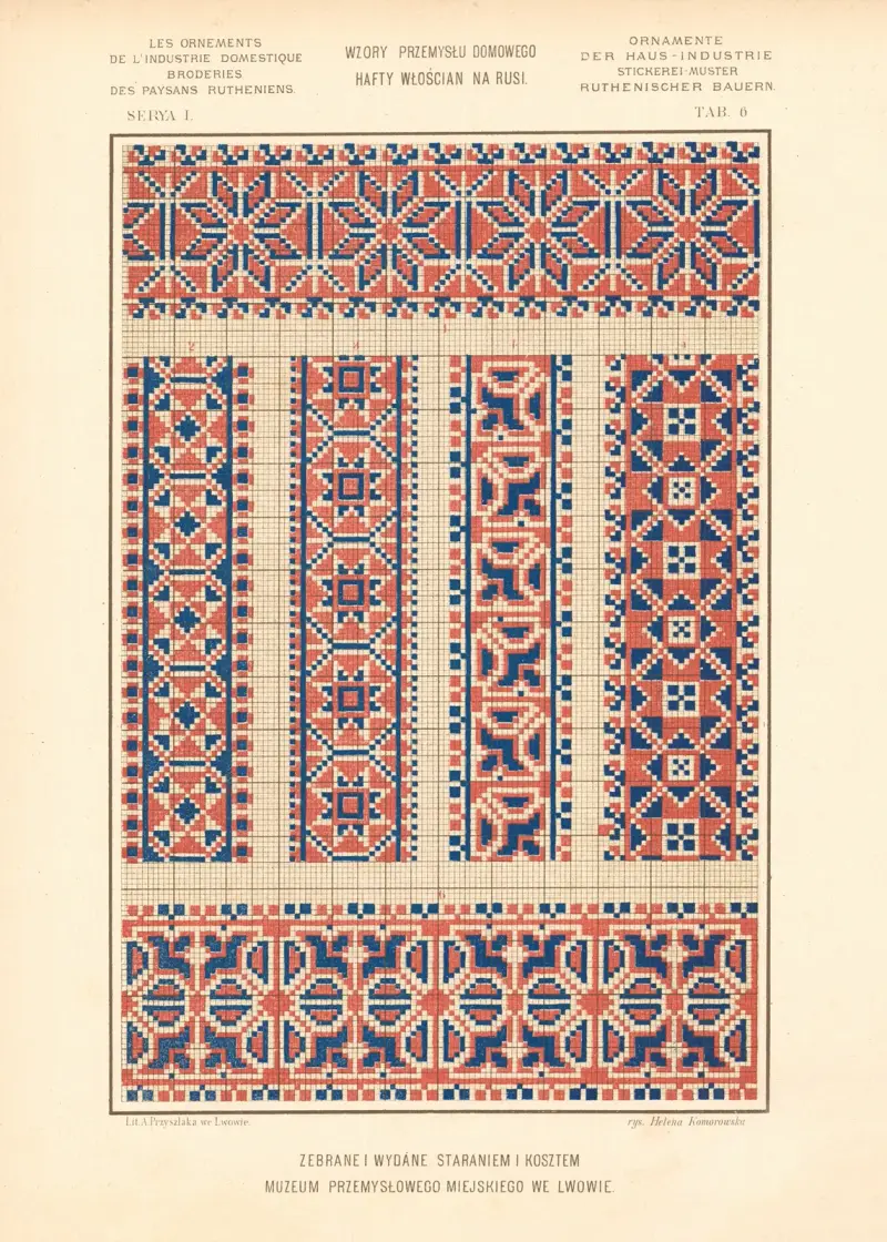 Hemslöjdens ornament – Ruteniska bönders broderier, vol. 2, plansch 6 av Ludwik Wierzbicki